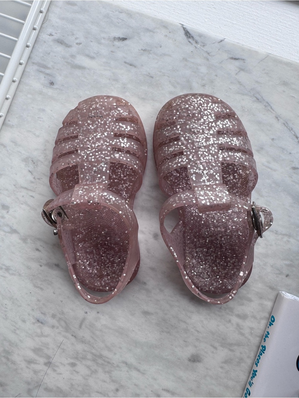 Kids Glitter Jelly Sandals - Sparkling Pink Strap
